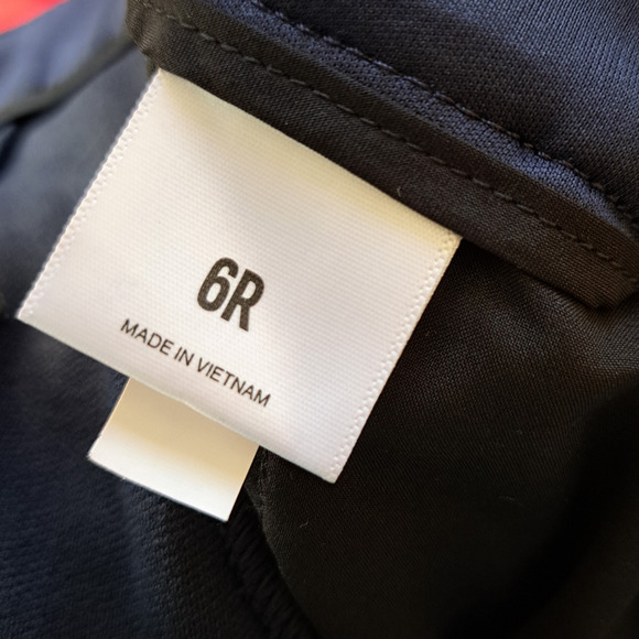 EXPRESS Flare High Rise  Pant Size 6 Navy Blue Stretch Knit Seamed Trouser Work - Picture 7 of 8